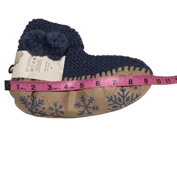 Hand Knitted Snowflake Slipper Booties Women Size 6/7 Small/Med Lined Blue - Picture 10 of 11